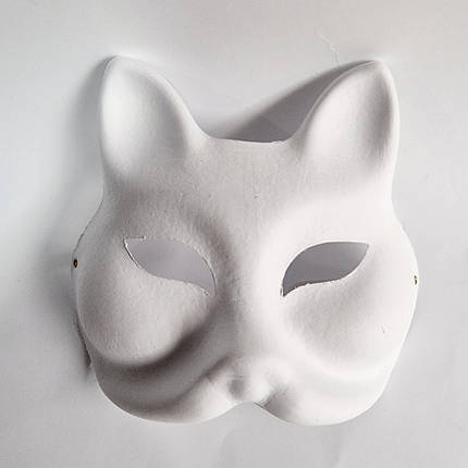 Маска Кіцуне Японської Лиси Kitsune основа для розфарбовування картон, 18х17 см, фото 1