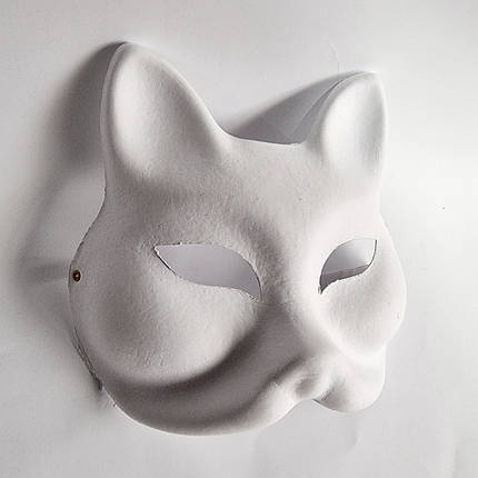 Маска Кіцуне Японської Лиси Kitsune основа для розфарбовування картон, 18х17 см, фото 2