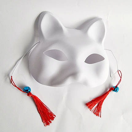 Маска Кіцуне Японської Лиси Kitsune основа для розфарбовування, 18х17 см, фото 3