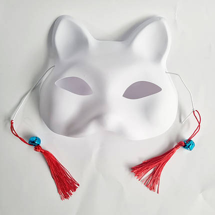 Маска Кіцуне Японської Лиси Kitsune основа для розфарбовування, 18х17 см, фото 1