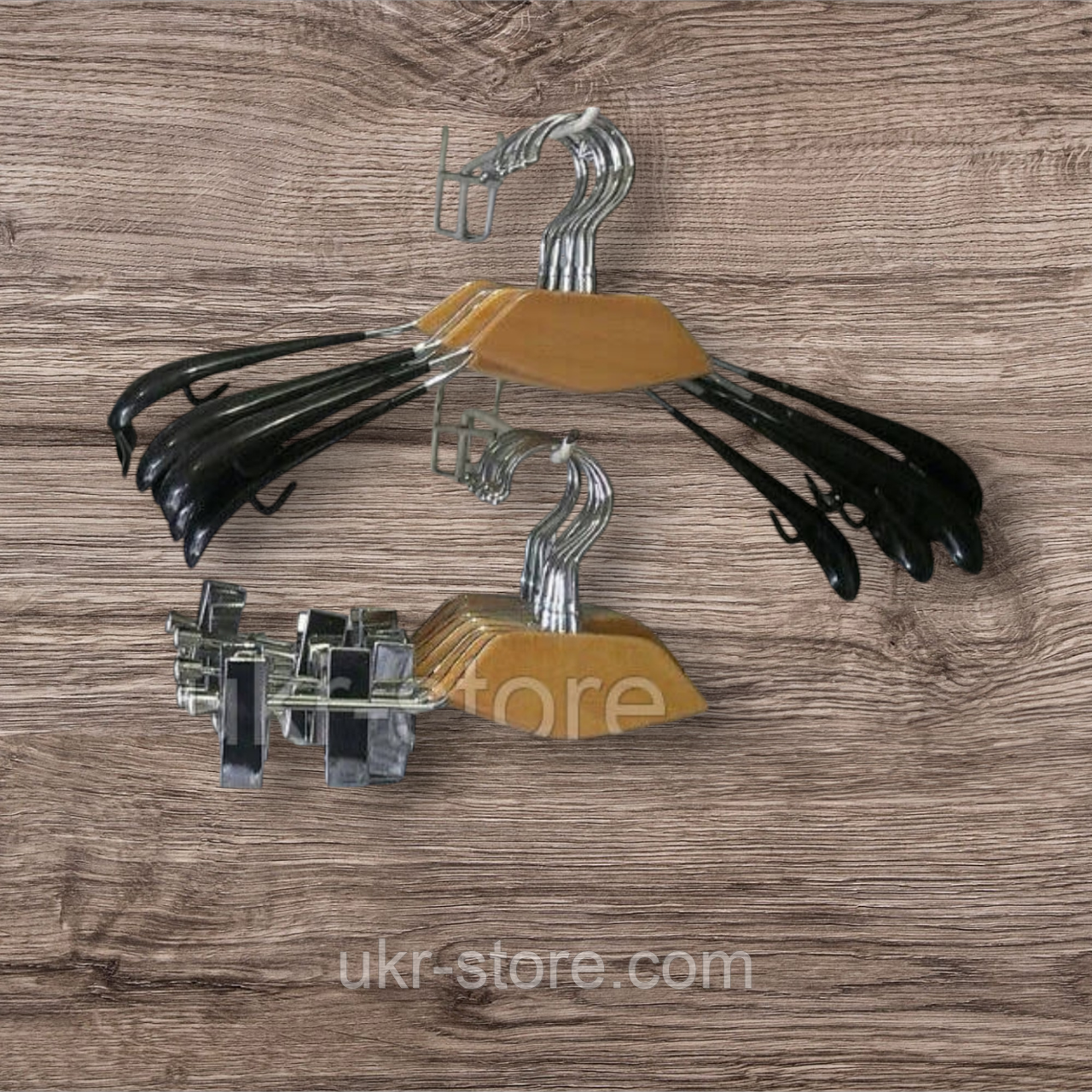 Плічка-вішалка з дерев'яною вставкою світла А-38, фото 1