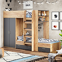 Ліжко двоярусне з шафою Немо Пехотін, дитяче двоповерхове ліжко купити в Одесі, Україні
