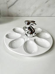 Блюдо для яєць 8 шт з срібним кроликом Ewaх