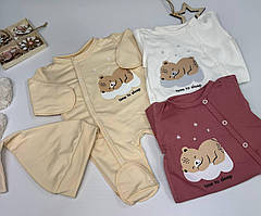 Теплий комплект для новонародженого: чоловічок + шапочка-вузлик