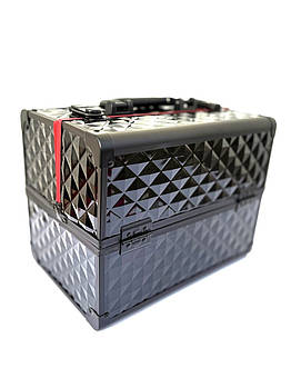 Кейс для майстра універсальний б'ютікейс для майстрів б'ютііндустрії, барбершопа ADH-1588HS ромб Червоний кант