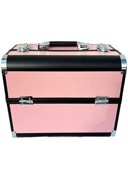 Кейс для майстра, універсальний бьюті кейс для майстрів валіза-органайзер ADH-2321CB Рожевий з чорним обідком