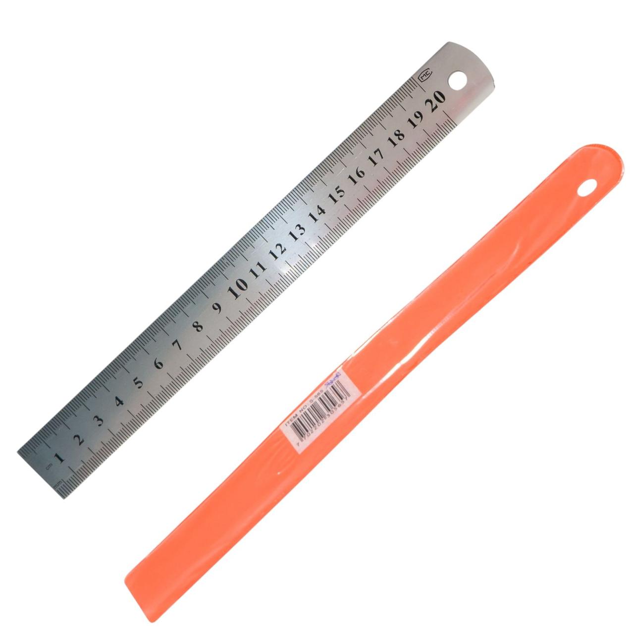 Лінійка металева в чохлі 20см, металева лінійка для школи