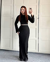 Женский теплый костюм длинная юбка и кофточка-топ из двустороннего ангоры размеры 42-48