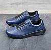 Чоловічі шкіряні кросівки (натуральна шкіра) сині демісезонні для чоловіків на весну осінь, розміри 40-45, фото 2