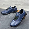 Чоловічі шкіряні кросівки (натуральна шкіра) сині демісезонні для чоловіків на весну осінь, розміри 40-45, фото 5