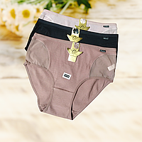 Труси жіночі бавовняні рубчик з сіткою 1 шт Розміри 2XL 3XL