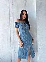 Качественное легкое женское летнее платье сарафан на потайной молнии в горошек 42-44, 46-48