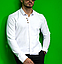 Сорочка чоловіча біла з довгим рукавом і коміром-стійкою приталена, розмір M, L, XL, фото 3