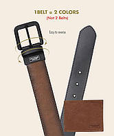 Оригінальний шкіряний ремінь Levi's двосторонній розмір 38/40/42 коричневий/чорний, Оригінал США, фото 8