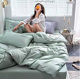 Постільна білизна полуторна Сатин / Комплект півтораспальної постільної білизни звишивкою Мята, фото 4