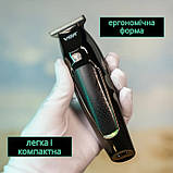Акумуляторна машинка для стрижки волосся голови бороди і усів VGR V030 з 5 п'ятьма насадками чоловічий компактний тример ЮСБ, фото 3