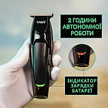 Акумуляторна машинка для стрижки волосся голови бороди і усів VGR V030 з 5 п'ятьма насадками чоловічий компактний тример ЮСБ, фото 6