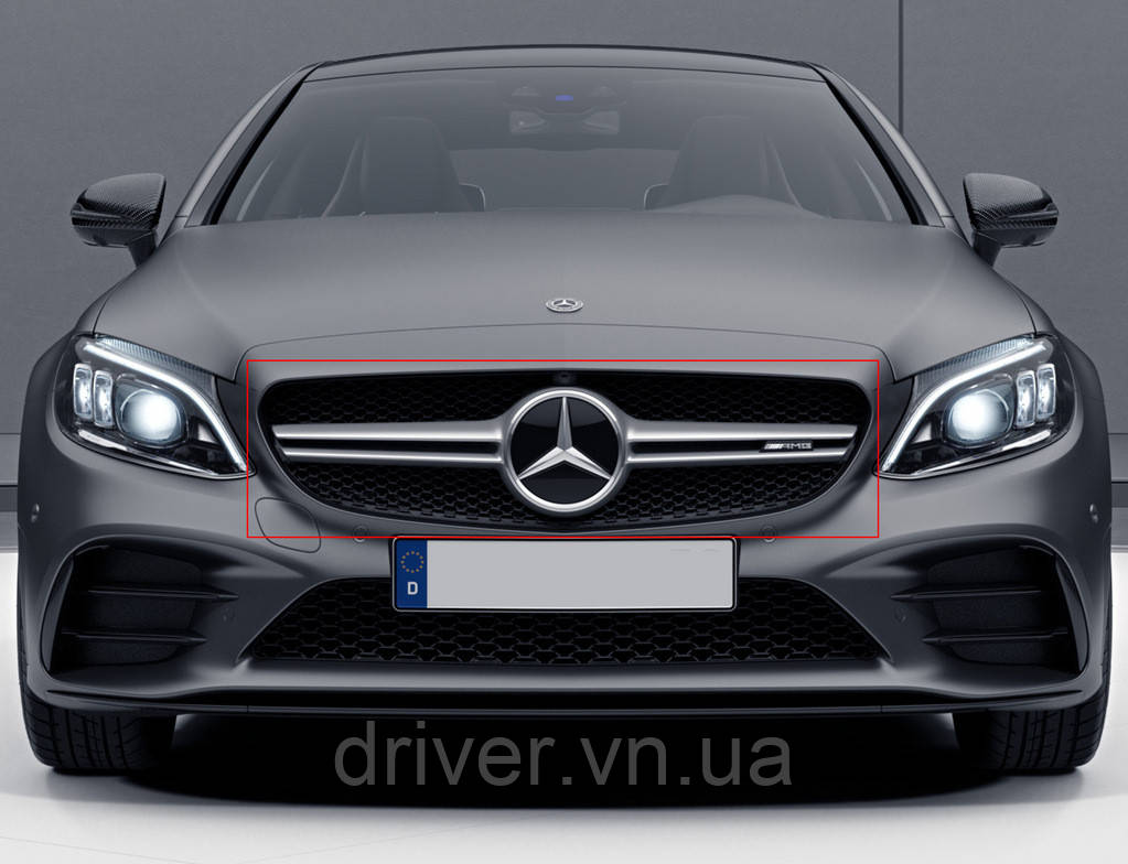 Передняя решетка AMG Silver 2018-2025, без камеры для Mercedes C-сlass W205