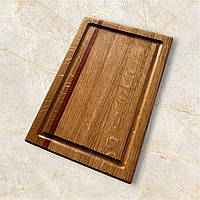 Кухонна дошка з дуба з вставкою екзотичної породи 22х32см