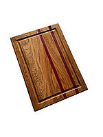 Кухонна дошка з дуба з вставкою екзотичної породи 22х32см