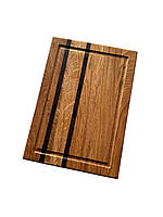 Кухонна дошка з дуба з вставкою екзотичної породи 22х32см