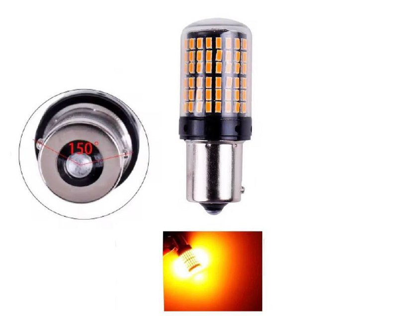 Led лампа PY21W BA15s 1156 150 ° жовта 21w 12v з обманкою CANBUS в поворотники, фото 1