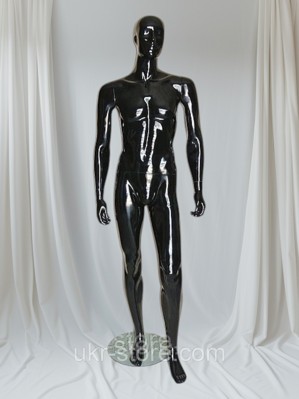 Манекен чоловічий лакований чорний, фото 1
