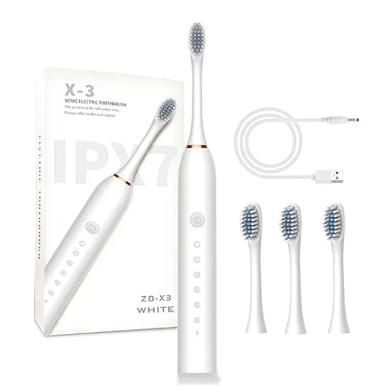 Електрична ультразвукова, водонепроникна зубна щітка IPX7 USB 6 режимів, швидка зарядка автоматична USB, фото 1