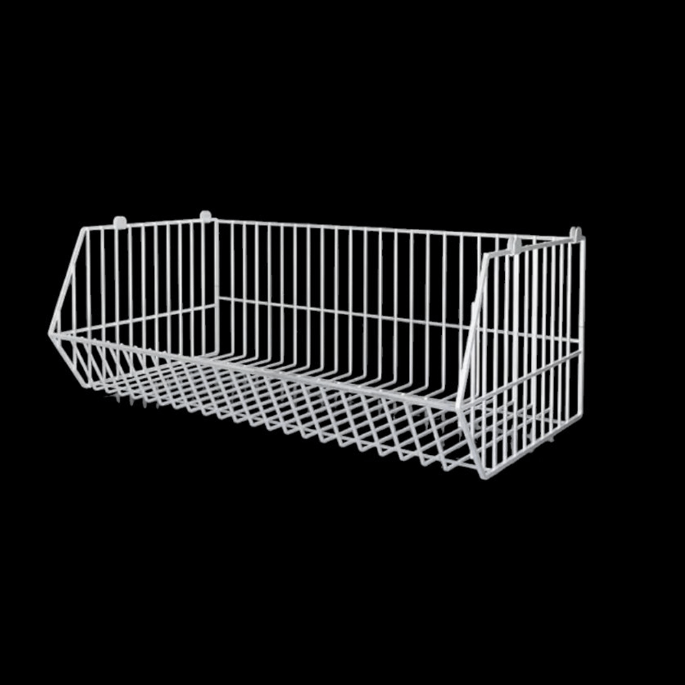 Кошик 260х700х390мм білий Стелаж сітчастий з кошиків, металевий підлоговий для торгівлі, фото 1