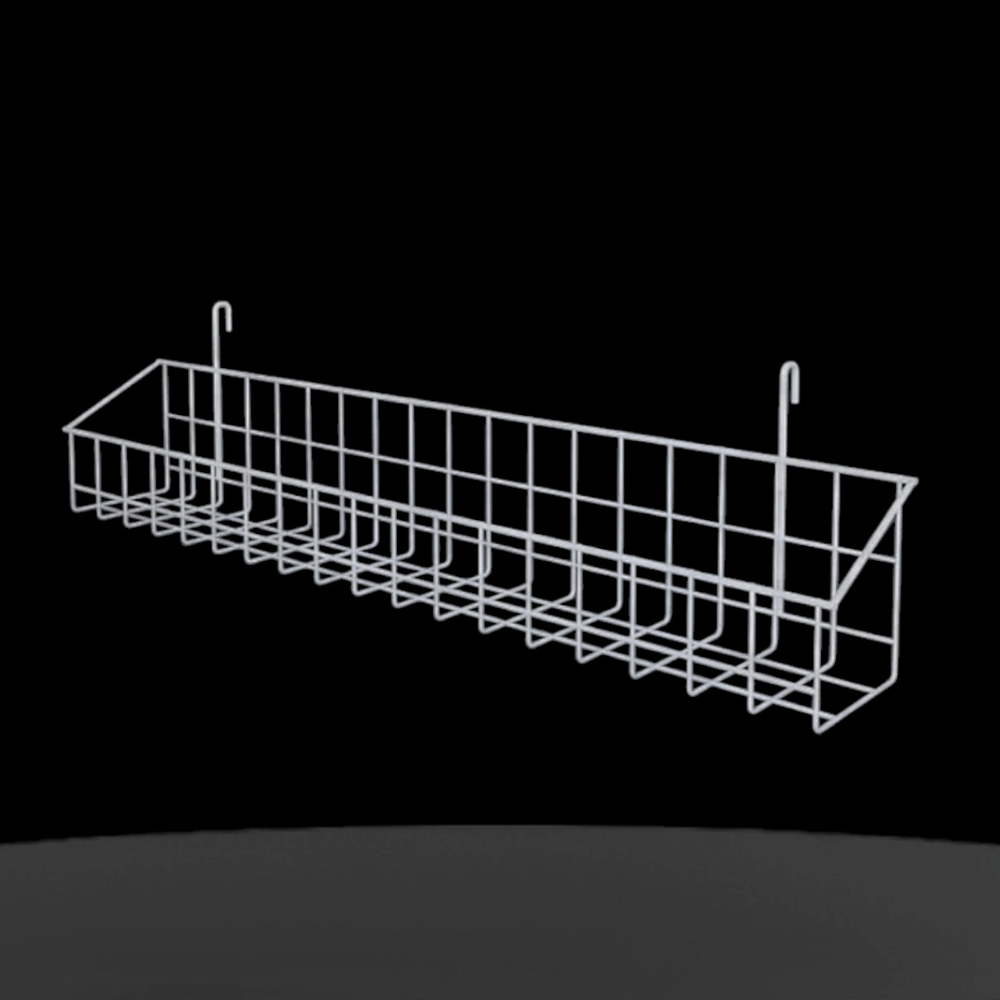 Кошик сітчатий навісний 74 х 10 см борт 8 см на торгову сітку Кошик - Полиця металевий білий на сітку, фото 1