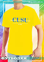 Футболка з друком "CUSU", жовта (чоловіча)