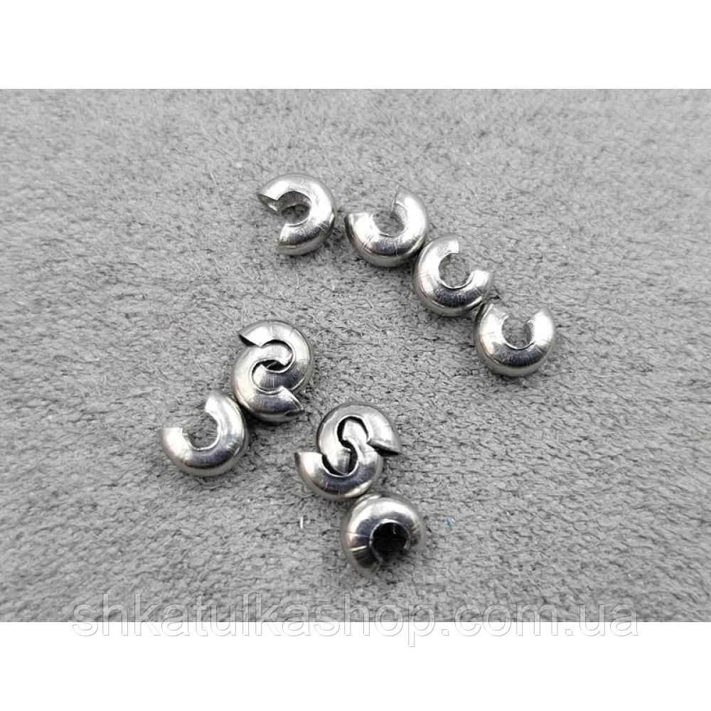 Кримпи 4мм, 10 штук, нержавіюча сталь, фото 1