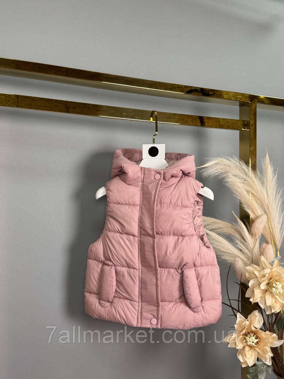 Жилетка дитяча демісезонна з вушками на дівчинку 100-140 см (4кв) "DFK" купити гуртом в Одесі на 7 км
