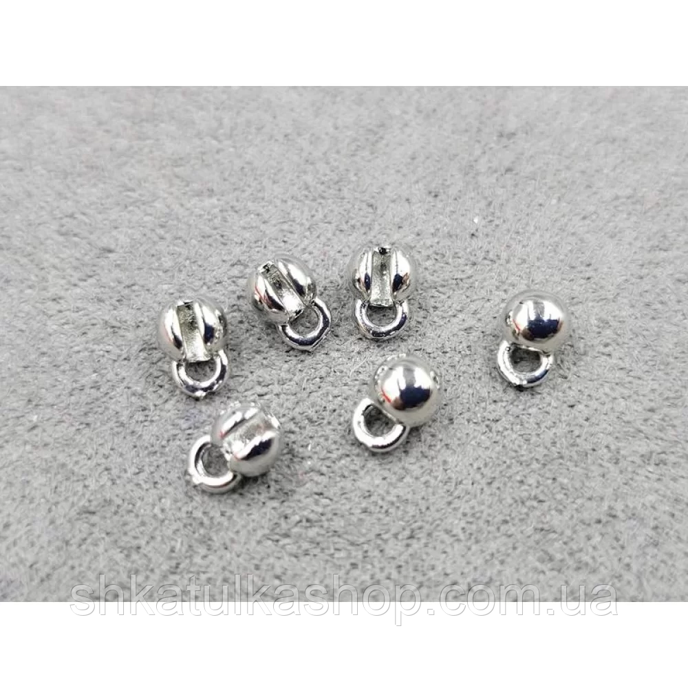 Кримпи з колечком 3*5мм, 10 штук, колір сталь, гіпоалергенний сплав, фото 1