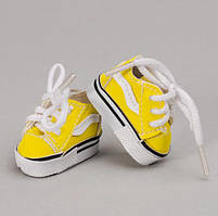 Кеди для ляльки міні 4*1.8 см Жовті із білою вставкою