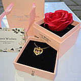 Намисто з підвіскою "I love you" і трояндою в подарунковій коробці Рожевий, фото 2