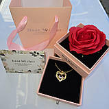Намисто з підвіскою "I love you" і трояндою в подарунковій коробці Рожевий, фото 3