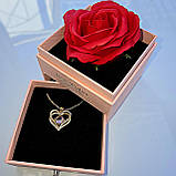 Намисто з підвіскою "I love you" і трояндою в подарунковій коробці Рожевий, фото 9