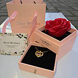 Намисто з підвіскою "I love you" і трояндою в подарунковій коробці Рожевий, фото 8