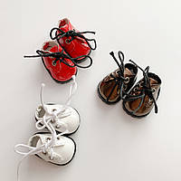 Чобітки для ляльки фактура маленька крапка 3.8*2.8 см Бежеві