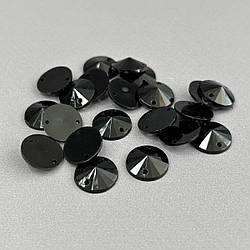 20 шт - Стрази акрилові пришивні 12 мм конус, чорний