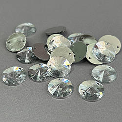 20 шт - Стрази акрилові пришивні 14 мм конус, срібло