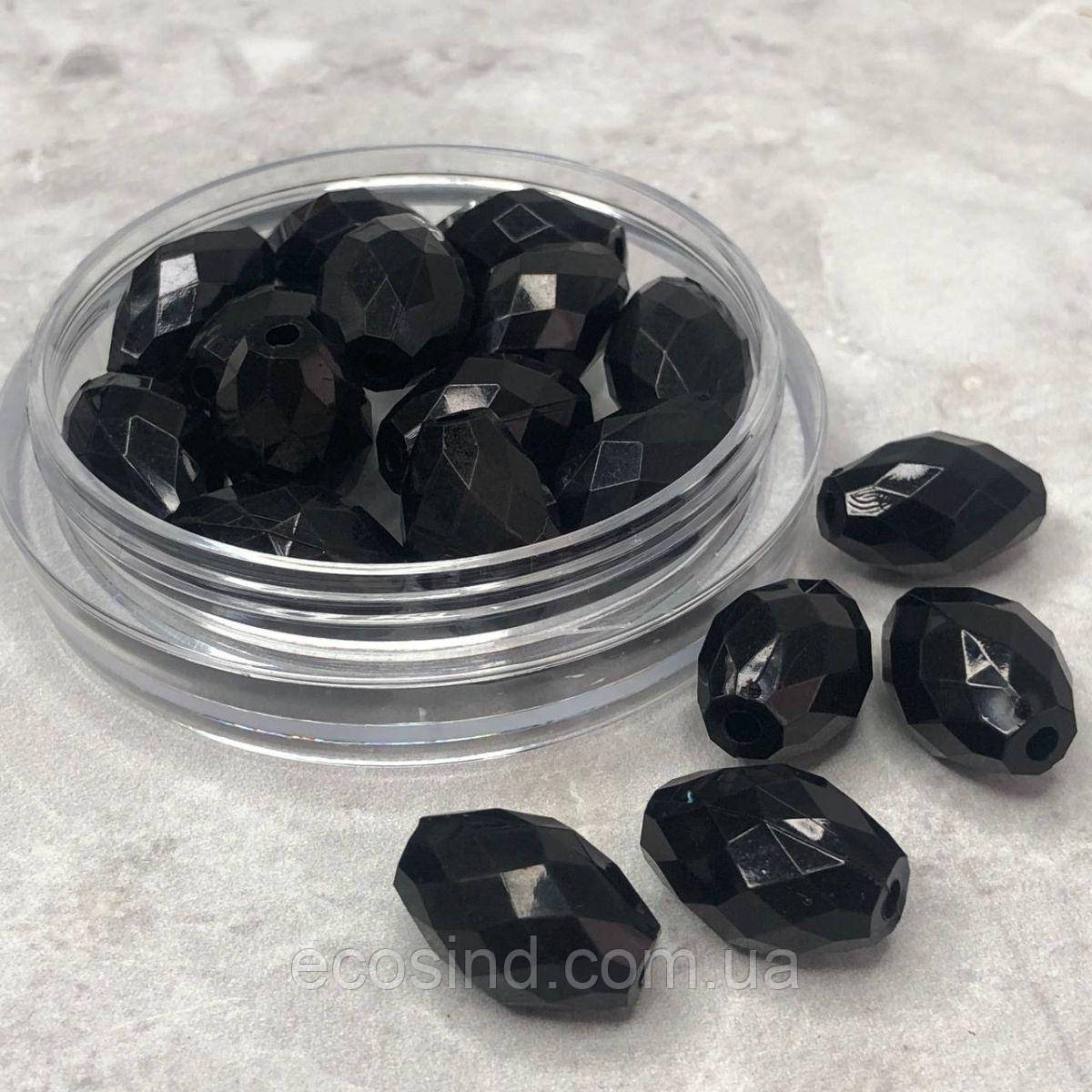 Ø17х11 мм Намисто біконус пластик #017, - чорний, фото 1