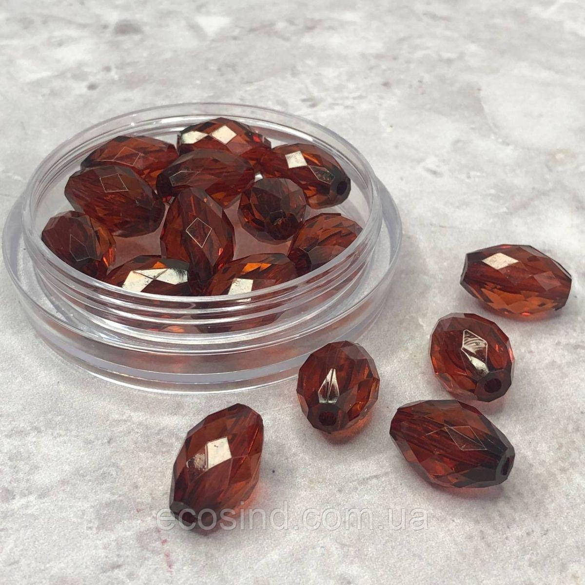 Ø17х11 мм Намисто грановане пластик #017, - коньячний, фото 1