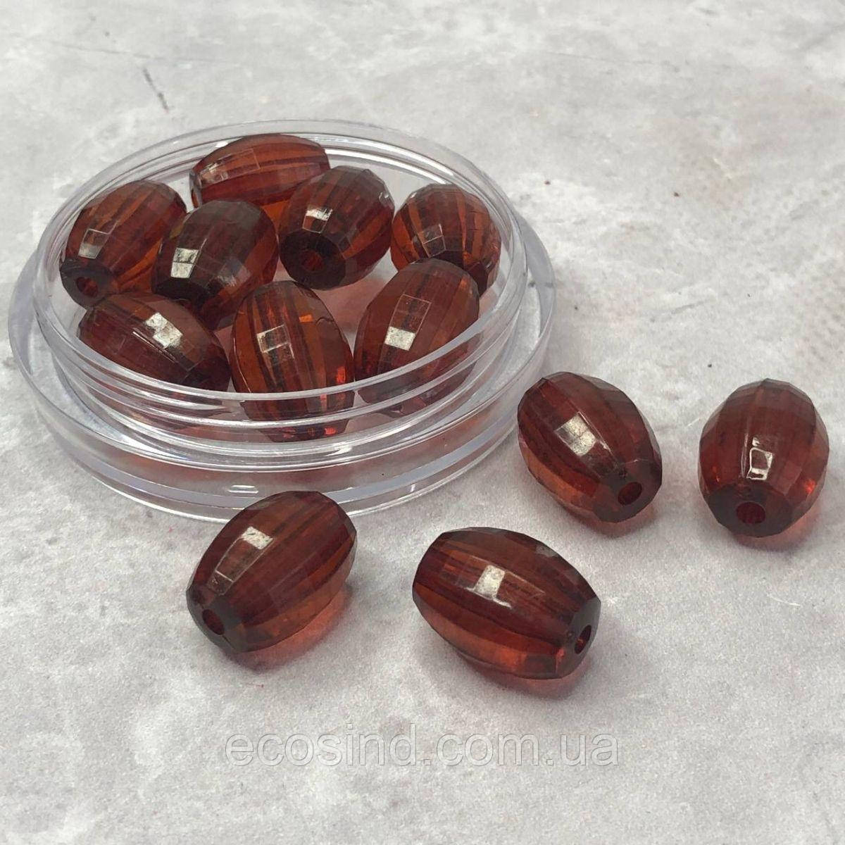 Ø18х13 мм Намисто грановане пластик #026, - коньячний, фото 1