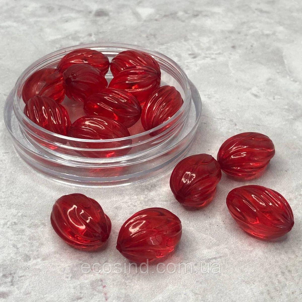 Ø19х13 мм Намисто грановане пластик #018, - вишневий, фото 1
