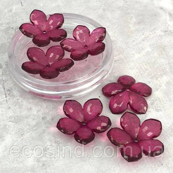 Ø29 мм Намисто пластик Квітка #5103, - винний прозора, фото 1