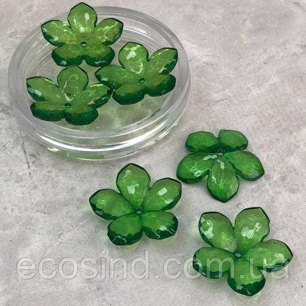 Ø29 мм Намисто пластик Квітка #5103/138, - зелена прозора, фото 1