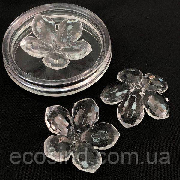 Ø38 мм Намисто пластик Квітка, #5021 - прозора, фото 1