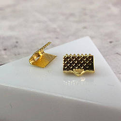 Затискач для стрічок і шнура 10 мм, уп 10 шт - жовте золото